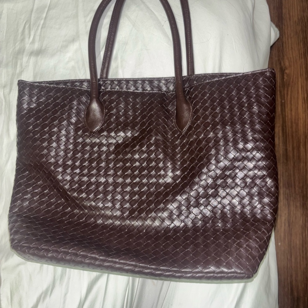 Nordstrom Dark Brown Woven Tote Bag
